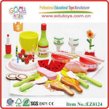 hot sale wooden birthday cake set toy pretend kitchens